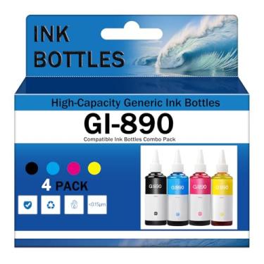 Imagem de Tinta GI-890 compatível com Canon GI-890 frascos de tinta multipack para Canon GI-890 GI-790 GI-190 G3800 G2800 G1000 G2000 G3000 G1400 G2400 G3400 G3810 G1810 Impressora G2810, conjunto de 4 cores