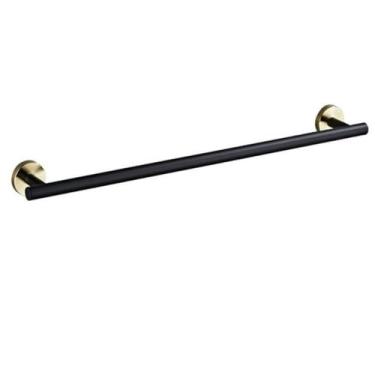 Imagem de Acessórios para banheiro preto/dourado - Toalheiro com suporte para papel de seda | Conjunto de 3 peças para montagem em parede, toalheiro de 40 cm