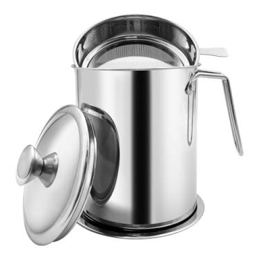 Imagem de Zalaxt Recipiente Para Gordura De Bacon Com Peneira, Peneira 2,1 L E Tampa À Prova Poeira, Filtro Óleo Aço Inoxidável 304 Malha Fina