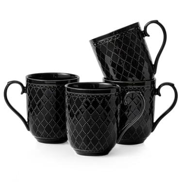 Imagem de Kanwone Canecas de café de 473 ml, conjunto de canecas de cerâmica, copos de porcelana com alça para latte, chá quente, cappuccino, mocha, cacau, presente de casamento de inauguração de casa, seguro