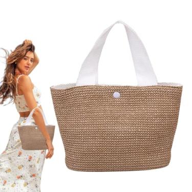 Imagem de Bolsa De Praia Em Palha - Saco de Praia Entrançado,Carteira Estilo Boho à Prova De Areia Bolsa Espaçosa Para Cruzeiro Festival Música Festa Ginásio Compras Férias Piquenique