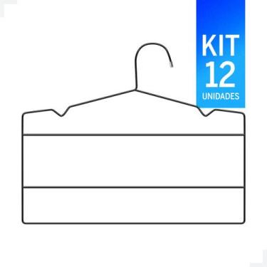 Imagem de Cabide Triplo Calceiro Preto Kit com 12 unidades - Plogato Store - Mag
