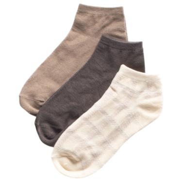 Imagem de Conjunto Meias Soquetes 3 Pares Estampada Marrom e Areia Tamanho 27 ao 33 - Basic+