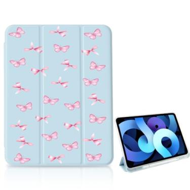 Imagem de Capa Kawaii borboleta rosa borboleta para iPad mini 6 (8,3 polegadas, 2021) 6ª geração, [porta-lápis + hibernar/despertar automático], capa inteligente traseira de TPU de couro macio fino, azul