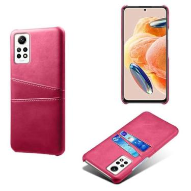Imagem de Capas Compatível com Xiaomi Redmi NOTE 12 PRO 4G,Caso de couro PU-Tampa de telefone a prova de choque com 2 slots de cartão,Proteção anti-impressão digital e anti-gota-Rose Red
