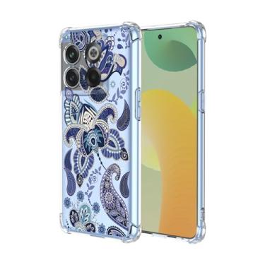 Imagem de JDYGWK Capa para Oneplus 10T 5G 1+ 10T 5G estampa de flores transparentes, silicone TPU macio, fina, à prova de choque, capa protetora antiarranhões para Oneplus 10T 5G, azul encantador