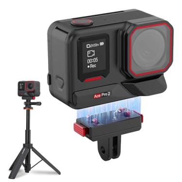 Imagem de HUAYUWA Suporte adaptador magnético de liberação rápida compatível com Insta360 X5/Ace Pro2/Ace Pro/Ace, para Insta 360 Ace Pro2 / X5 acessórios de expansão para câmera de ação externa (2 garras)