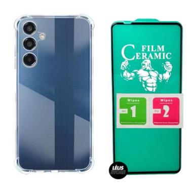 Imagem de Kit Capa Capinha para Samsung A55 Anti-Impacto Premium Transparente + Película Cerâmica 9D (Capa + Película Cerâmica)