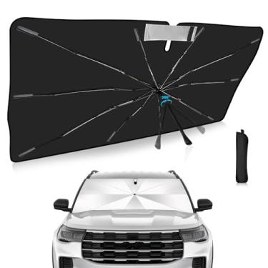 Imagem de Guarda-sol para para-brisa de atualização 2025, ajuste personalizado para Ford Explorer 2022-2025, capa de carro com proteção UV dobrável, escudo de chuva de emergência e protetor de painel