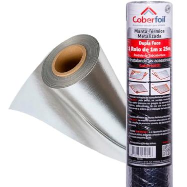 Imagem de Manta Térmica para Telhado Dupla Face 1mx25m² Aluminizada Metalizada Refletiva Subcobertura Proteção Conforto Térmico Economia