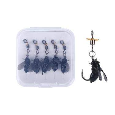 Imagem de 5 peças de iscas de pesca com mosca, moscas, moscas molhadas com spinner para robalo, peixe-sol, lúcio, anzóis artificiais para pesca de salmão, truta robalo, adequado para água doce e salgada