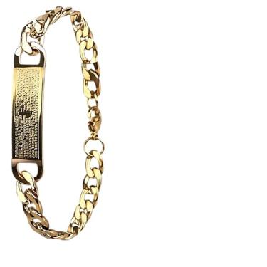 Imagem de Pulseira Masculina Banhada Ouro Dourada Estilosa Religiosa Casual Moda Presente Social Original