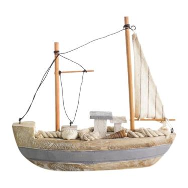 Imagem de BLWOTMOR Decoração de Barco à Vela de Madeira, Decoração de de Madeira, Coleção de Modelos de Retrô Decorativos para Armário de TV de Quarto