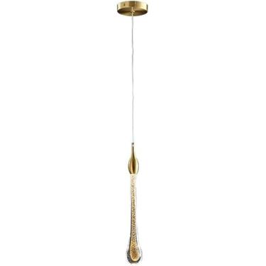 Imagem de Lustre De Cristal Dourado Dourado 4 Watt Luz Neutra Luminária Pendente Dourada Moderna Iluminação Decorativa De Cabeceira Luzes De Teto Suspensas Led Para Entrada Corredor Sala De Jantar