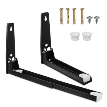 Imagem de Gadpiparty 1 Par Suporte de Parede Ajustável para Micro-ondas, Suporte em Aço Inoxidável, Suporte Regulável para Micro-ondas, Prateleira Econômica para Cozinha, Preto