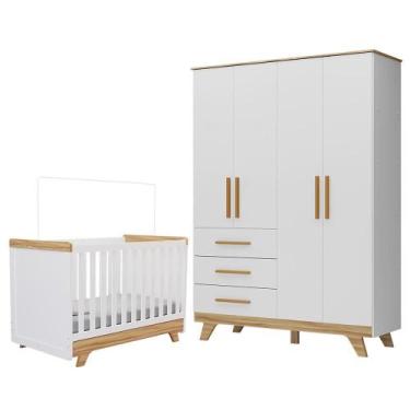 Imagem de Jogo de Quarto Infantil Retrô Guarda Roupa e Berço - Móveis Peroba, Br
