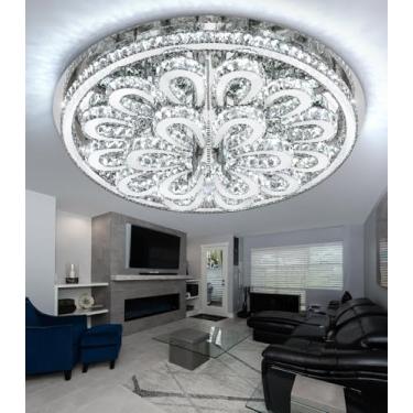 Imagem de dolria Lustres modernos de 101 cm para sala de estar, lustre grande, luminária de teto LED regulável com controle remoto, iluminação embutida para sala de jantar, quarto, prata