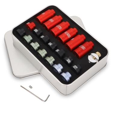 Imagem de Yoidesu Medidor de espaço de cabeça, kit comparador de espaço de cabeça para calibre .17 a .45, ferramenta de calibre de medição de suprimentos e equipamentos de recarga, com estojo de estanho de