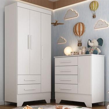 Imagem de Quarto Infantil Completo Soninho 4 Portas 6 Gavetas Branco - Panorama Móveis