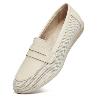 Imagem de DeYashopin Sapatilhas femininas antiderrapantes para ocasiões elegantes, caminhadas e dirigir, leves e flexíveis para conforto, Grade branca, 36