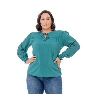 Imagem de Blusa Feminina Plus Size Camisa Social Exclusivas Manga Longa Elegante