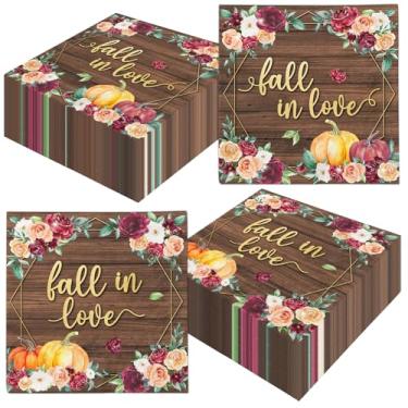 Imagem de 40 guardanapos de casamento se apaixonar guardanapos de chá de panela decorações guardanapos de papel floral para outono, casamento, noivado, despedida de solteira, boho, decoração de chá de panela,