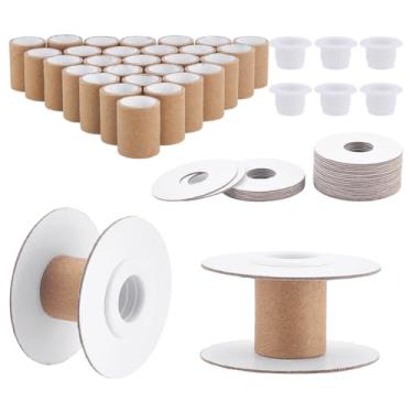 Imagem de PH PandaHall 30 conjuntos de carretéis de linha de papel vazios, carretéis de fita branca bobinas de tecelagem de arame, carretéis de costura de papel, organizador de armazenamento de cordão vazio