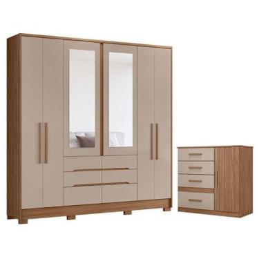 Imagem de Guarda Roupa Casal San Francisco E Cômoda Vênus Carvalho Fendi - Moval