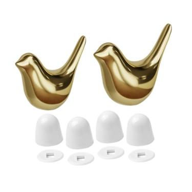 Imagem de Generic 2 peças de tampas de parafuso de vaso sanitário de cerâmica em formato de pássaro, acessórios de decoração para banheiro, Ouro