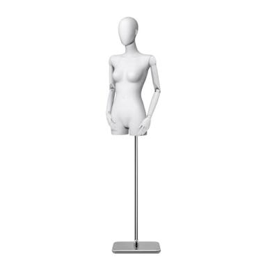 Imagem de Mannequin Manequins de varejo de corpo feminino com base quadrada, o manequim humano realista pode ajustar sua altura de 60,62 a 78,74 pol.
