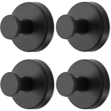 Imagem de Cabide de grinalda preta, ganchos de sucção de aço inoxidável forte de 10 kg, pacote com 4 grinaldas, decoração de Natal, Halloween, placa de boas-vindas para porta da frente interna e externa