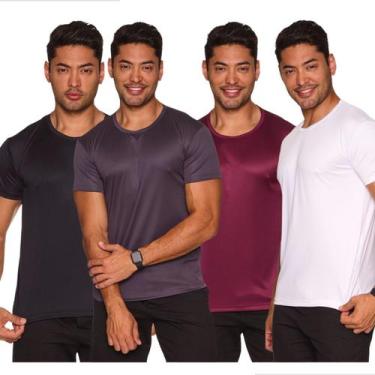 Imagem de Kit 4 Camiseta Masculina Dry Academia Antiodor Uv Fitness - Labela Fit