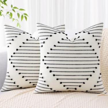 Imagem de Capas de almofada Mecatny Boho preta/creme branca 50x50cm