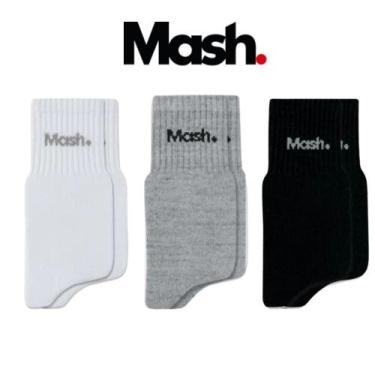 Imagem de Kit 9 Pares Meias Mash Unissex Adulto Cano Médio Algodão Cotton, Cinza