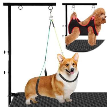 Imagem de Braço dobrável para tosa para cães com braçadeira – altura ajustável de 45,7 a 89 cm, braço de mesa de cuidados com rede e suporte sem sentar, restrição de cuidados para cães pequenos e médios em casa