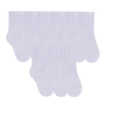 Imagem de Kit Com 9 Pares De Meias Cano Médio Infantil Algodão Selene, Branco, P