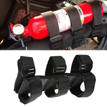 Imagem de 1 peça de suporte de extintor de incêndio preto, correia fixa ajustável para extintor de incêndio, universal para carros, SUVs, caminhões, compatível com Jeep Wrangler JK JKU TJ CJ Gladiator