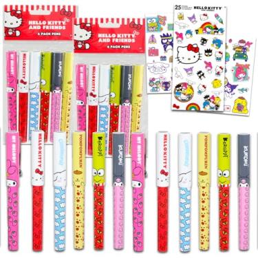 Imagem de Hello Kitty Conjunto De Canetas Sanrio - Mais 12 Adesivos, Lembrancinhas Festa Para Meninas