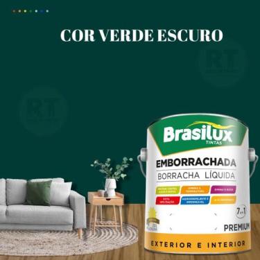 Imagem de Tinta Borracha Líquida Cor Verde Brasilux Para Parede 3,2l Acrílica La