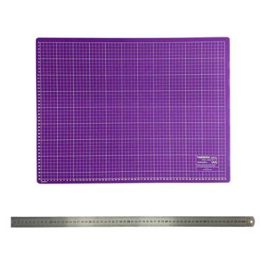 Imagem de Base Placa Dupla Face de Cortar Papel e Tecido 60x45 + Régua de Inox 6