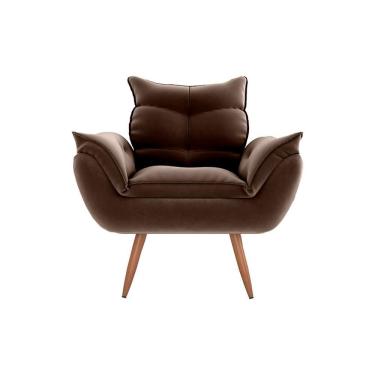 Imagem de Poltrona Opala Tokio Para Descanço Confortável Toquio Matrix Veludo Marrom