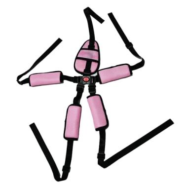 Imagem de Cinto de segurança ajustável universal de 5 pontos para carrinho de bebê com alça de ombro para bebê e almofadas para virilhas, cinto de segurança ajustável para crianças e crianças (rosa)