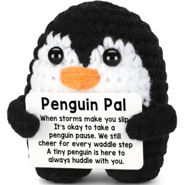 Imagem de Emotional Handmade Positive Crochet Penguin, Mini Funny Inspirational Christmas Birthday Gifts for Women Men Friend Sister Coworker Teen, Get Well Self Care Penguin Xmas Stocking Stuffers Cute Decor