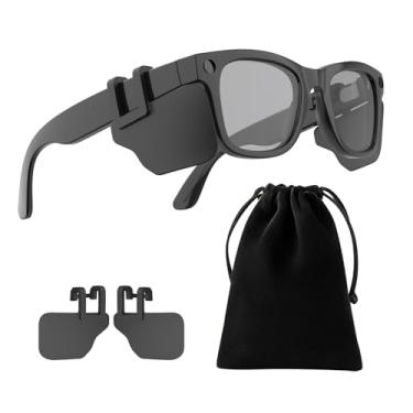 Imagem de JYXEREM Protetores laterais com bloqueio de luz compatíveis com acessórios Rayban Meta Smart Glasses – Capa de encaixe com proteção contra poeira e vento com bolsa de armazenamento de veludo preto