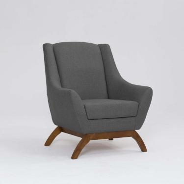 Imagem de Poltrona para Sala de Estar Base em Madeira Juliet Mescla Cinza