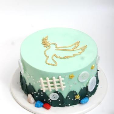 Imagem de C358 Peace Dove Cake Side Decoration, Acrylic Gold Christening Baby Shower Cake Topper Baptist Theme Party Supplies