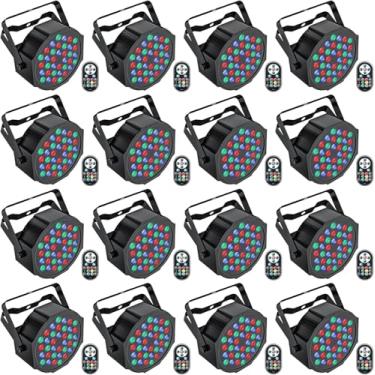 Imagem de U`King Stage Lights, 36W LED RGB LED PAR Lights, 7 canais de luz de palco com controlador DMX ativado por som, iluminação de palco para eventos, aniversários, bar, dança, decoração, 16 pacotes