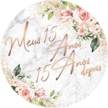 Imagem de Painel de Tecido Sublimado Redondo Aniversário Meus 15 anos 15 anos De
