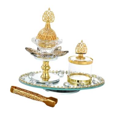 Imagem de Fenteer Decoração de queimador de incenso árabe, presente compacto, criativo, suporte de cone, ornamento para mesa, casa de fazenda, casamento, mesa, sala de