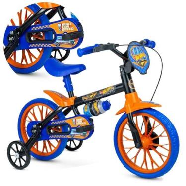 Imagem de Bicicleta Infantil Aro 12 Nathor Hot Wheels Menino 1 a 4 Anos, Laranja